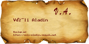 Váli Aladin névjegykártya